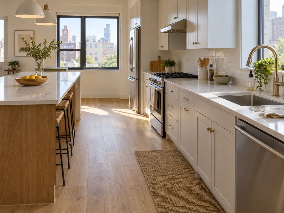 A bright New York apartment kitchen