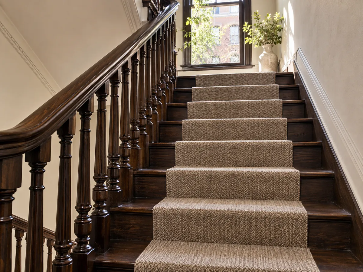 A brownstone staircase